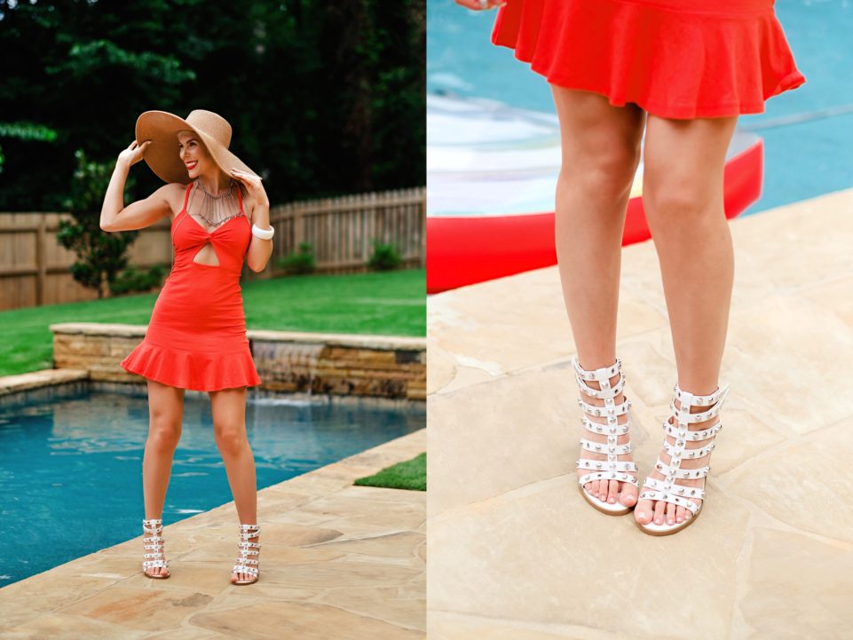 Summer Style: ASOS Red Sundress Poolside by Atlanta fashion blogger Chelissima